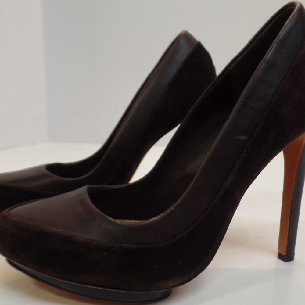 BADGLEY MISCHKA BROWN LEATHER SZ 6.5 HEELS - Picture 3 of 16